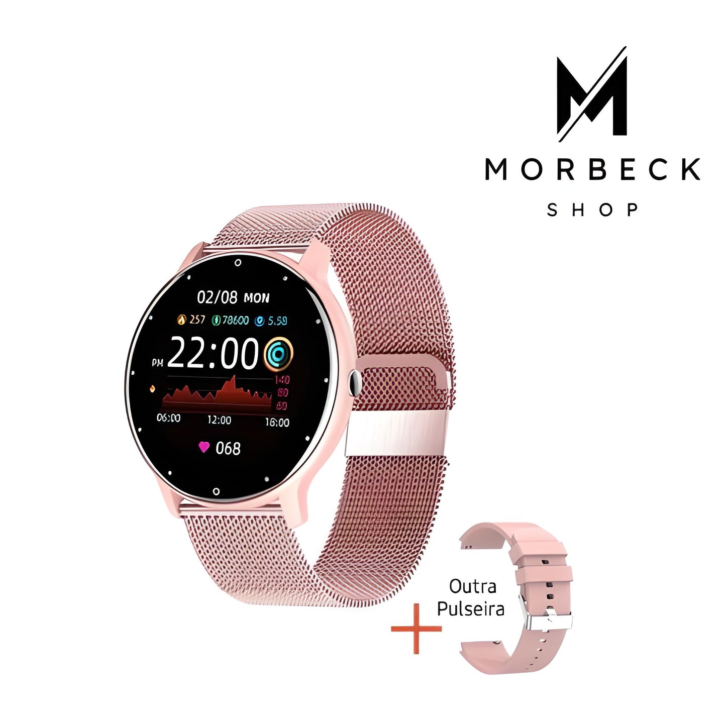 SmartWatch IP67 Redondo Pulseira Metálica