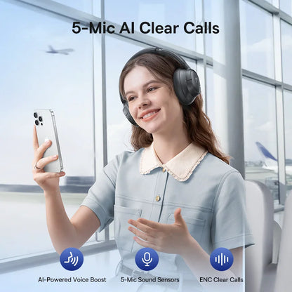 Baseus BH1/EH10 NC ANC Wireless Headphones 45dB Adaptive Hybrid Noise Cancelling Headsets Hi-Res LDAC Headphone Bluetooth 6.0